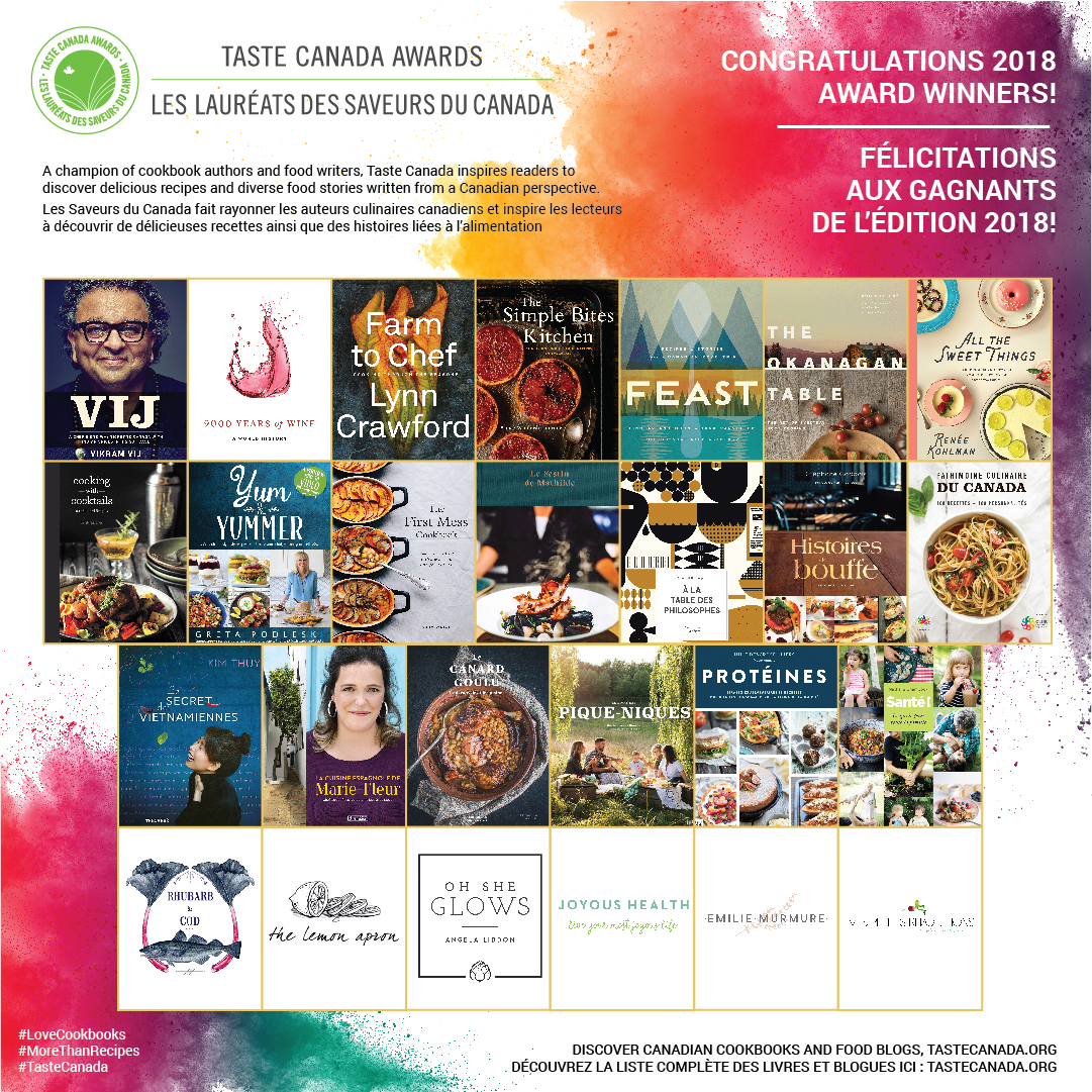 Cookbooks Taste Canada Announces the 2018 Award Winners