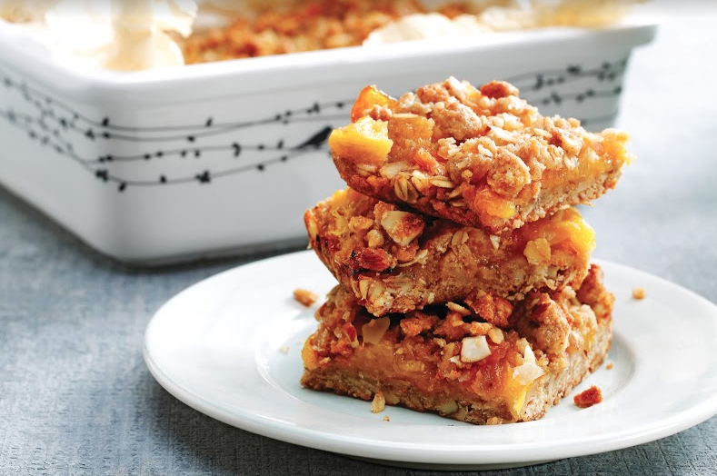 Peach, Oat and Almond Crumble Bars