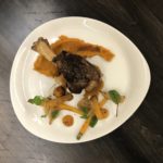 Braised Bahamian Spiced Ontario Lamb Shanks with Sweet Potato Mash and Roasted Root Vegetables