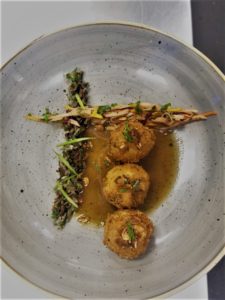 Their Dish: Beef croquette stuffed with Woolwich goat cheese