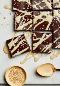 Salted Chocolate Halva Fudge with Tahini Drizzle