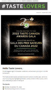 Taste Canada September 2022 newsletter