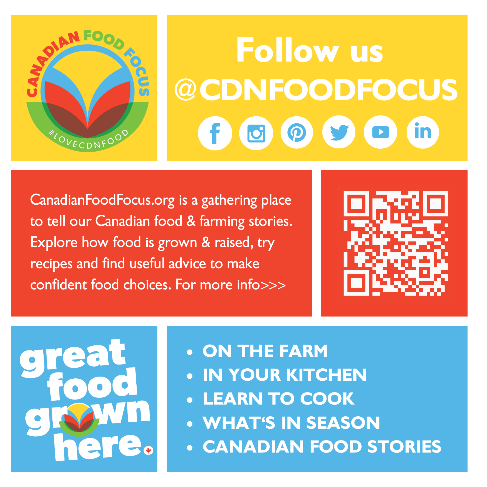 CanadianFoodFocus.org is a gathering place to tell our Canadian food and farming stories to help you make confident food choices.