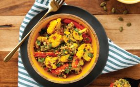 Warm Golden Cauliflower and Carrot Salad with Cinnamon Maple Dressing