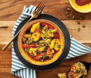 Warm Golden Cauliflower and Carrot Salad with Cinnamon Maple Dressing