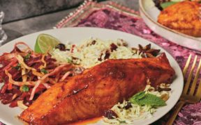 Mapled Tandoorin Salmon with Mint