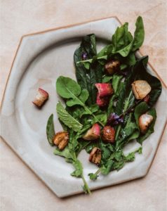 Rudy Radish on Herbed greens