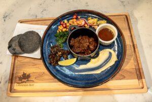 Team Centennial College: Beef Cheek Barbacoa with Pickled Local Vegetable, Celeriac Crema, Field Mushroom and Herb Salsa