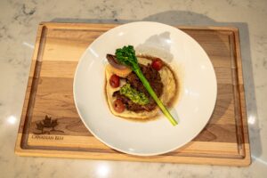 Team George Brown: Spiced Skirt Steak with Butternut Squash & Quinoa Stack, Parsnip & Coconut Purée with Apple, Madeira-Prune Reduction