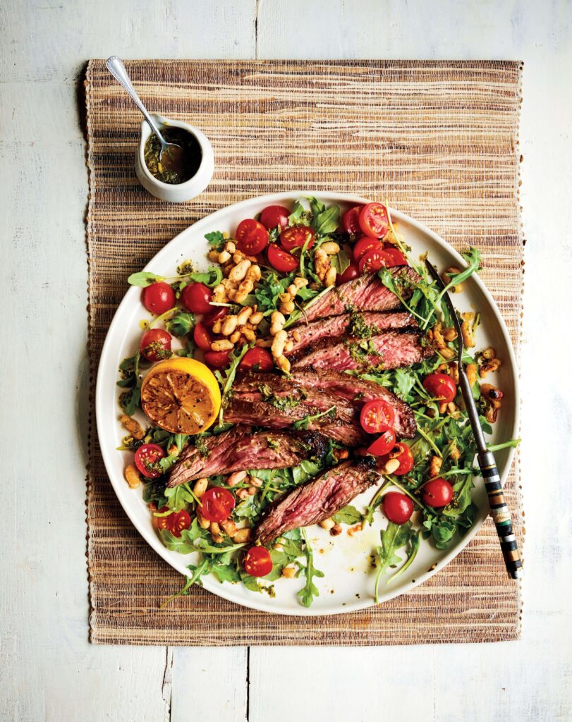 Flank Steak Salad with Crispy White Beans