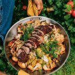 Pan-Roasted Cauliflower, Leek, Apple and Cinnamon-Crusted Pork Tenderloin