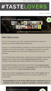 Taste Canada October 22 newsletter