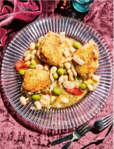 Crispy Chicken Thighs with Vinegar Beans