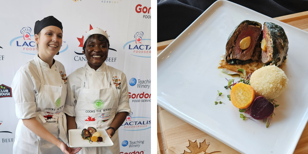 Cooks the Books Student Chefs Gabrielle Cow and Hillary Masha, from Top Toques