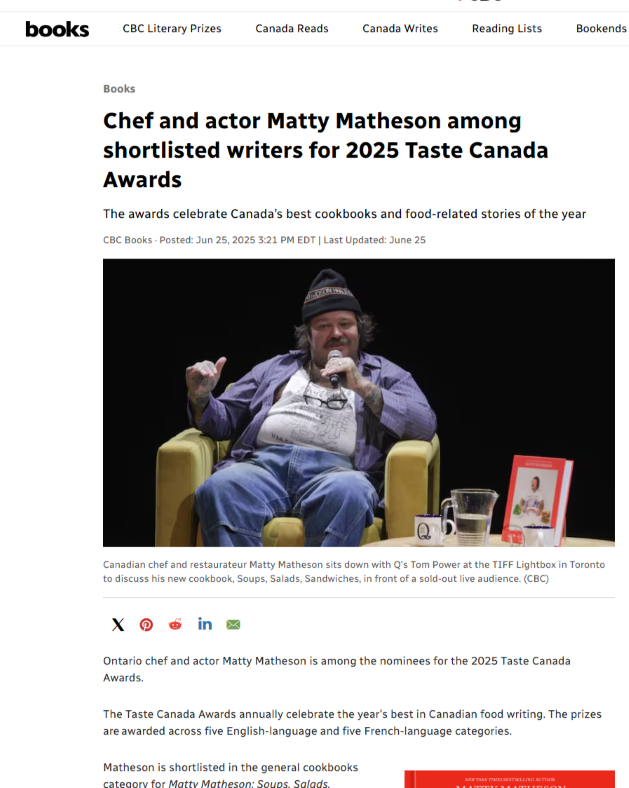 MAtty MAtheson on CBC Books