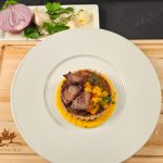 Shank Stew in Rice Tart Shell with Seared Tongue