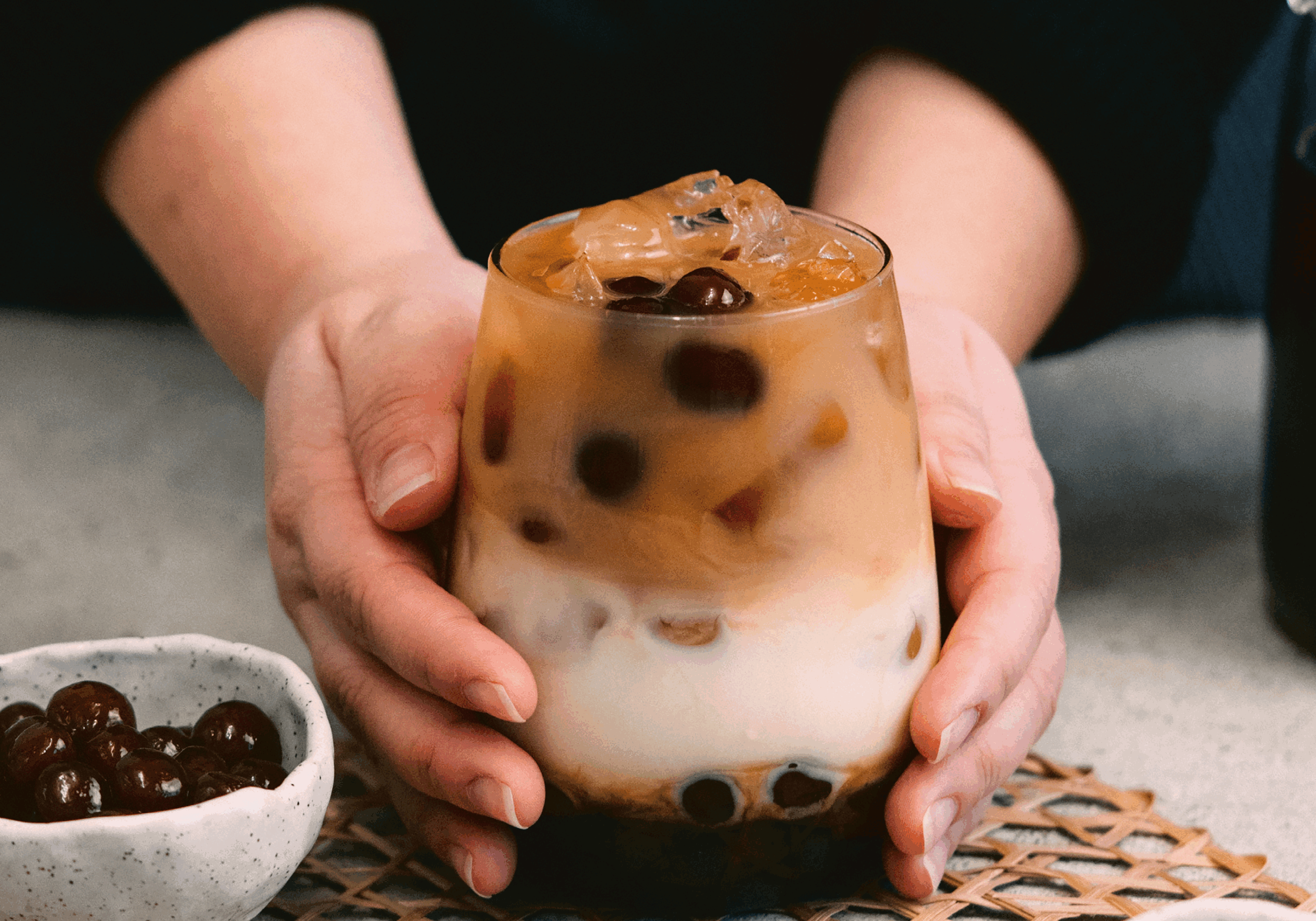 Brown Sugar Milk Tea with Homemade Boba Pearls