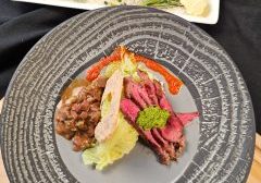 Chimichurri Grilled Sirloin Cap Steak with Beef Heart Tartare and Rice Cracker