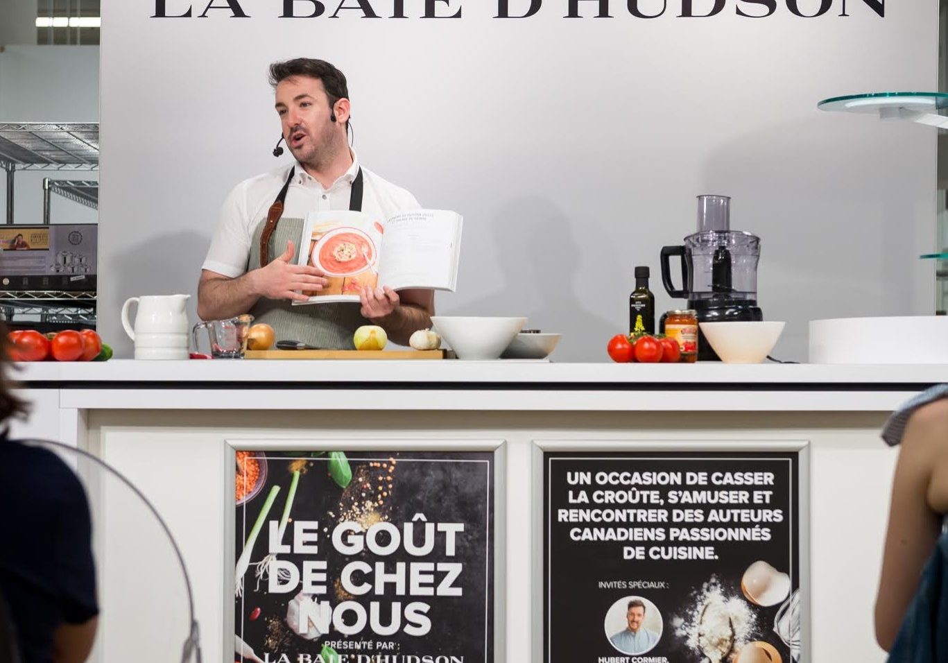 A cook book author speaking to the community