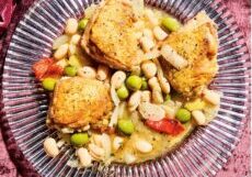 Crispy Chicken Thighs with Vinegar Beans