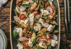 Grilled Zucchini & Mozzarella Salad with Pesto