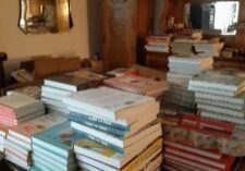piles of books submitted for the Taste Canada Awards